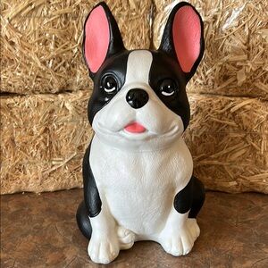 Black and White French Bulldog Dog Statue